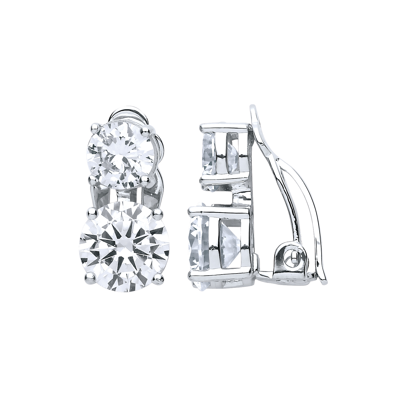 Sterling Silver CZ Clip-On Earrings - Copa Jewellers