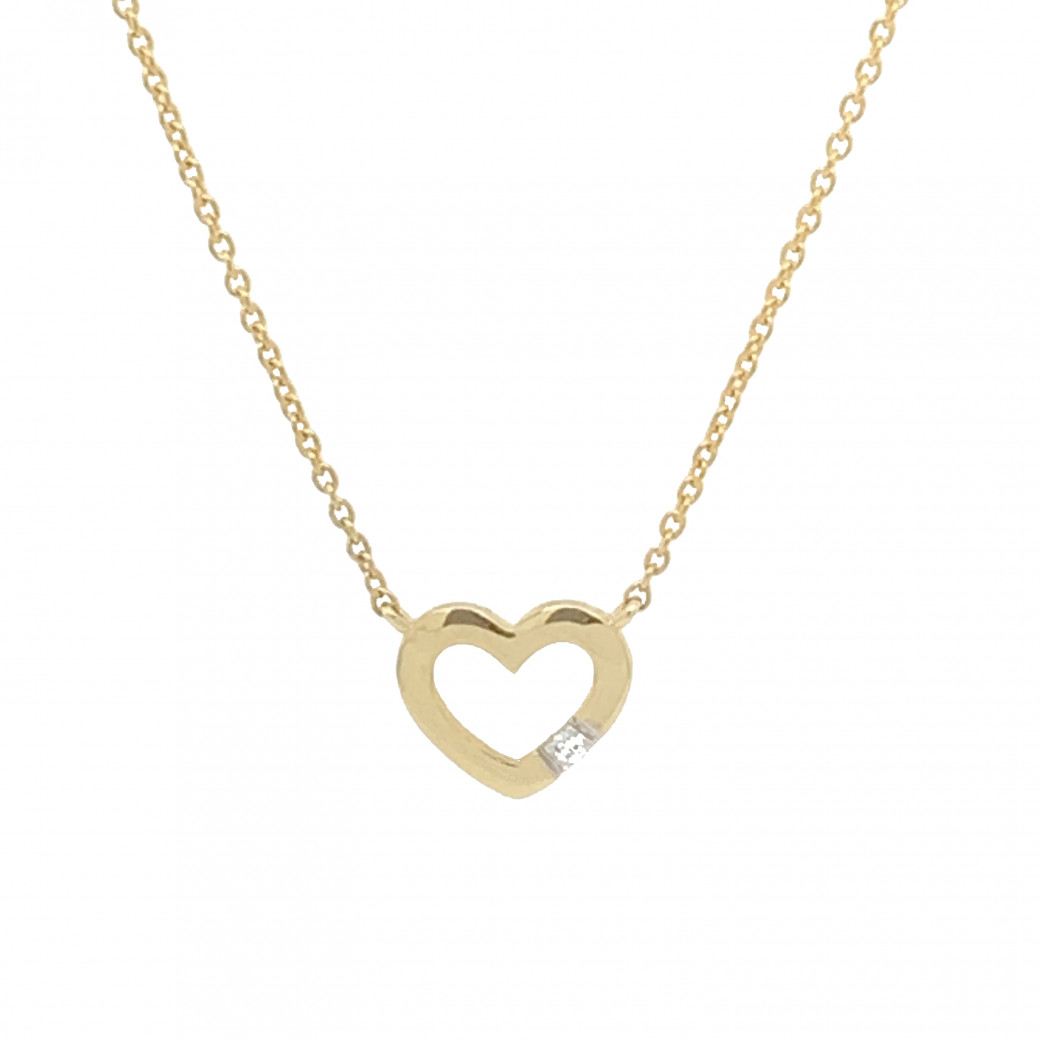 9ct Yellow Gold Diamond Heart Necklace - Copa Jewellers